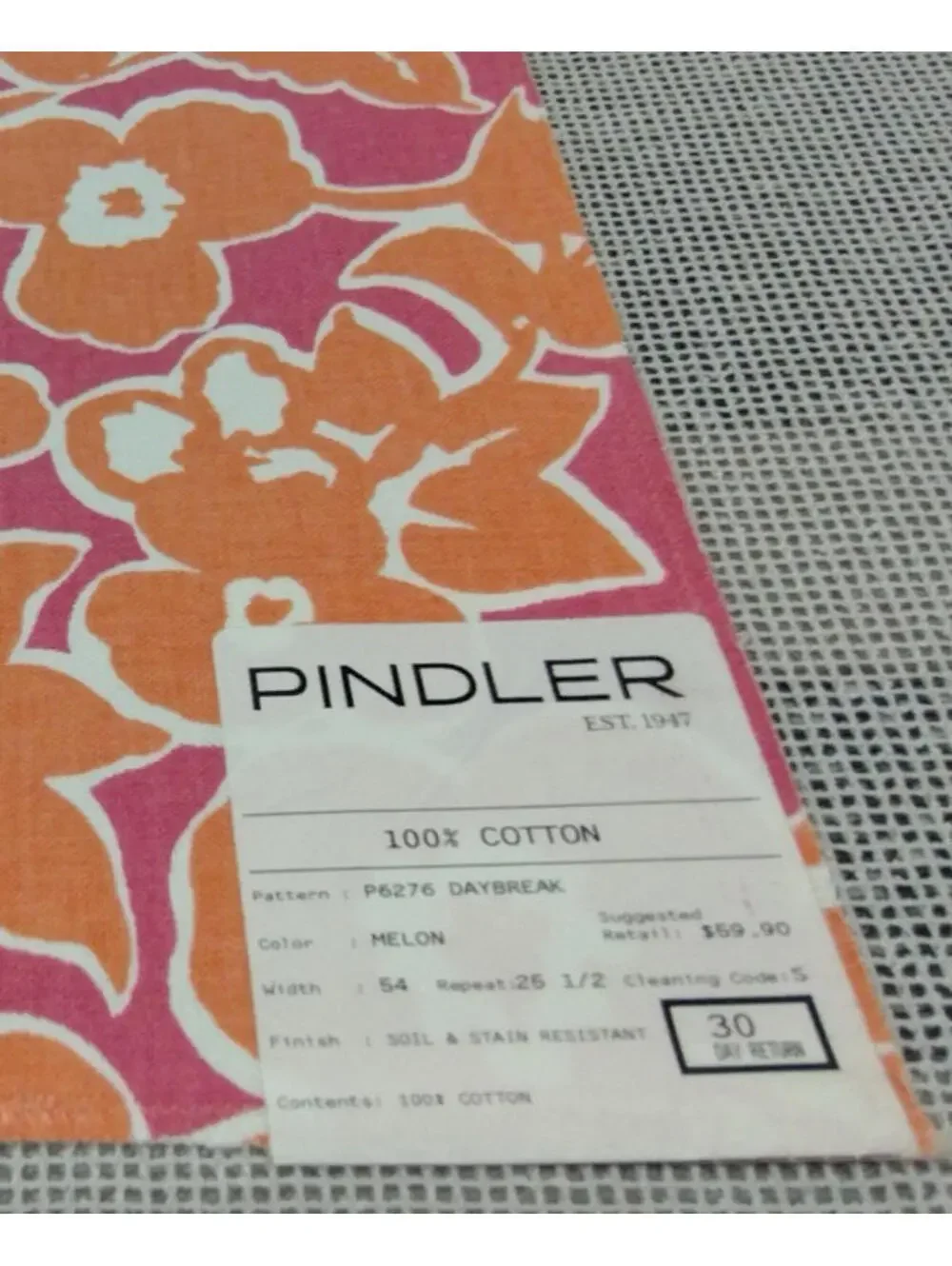 Pindler Chic Floral Orange Tulip Fuchsia Cotton Designer Fabric Sampler 23 x 24